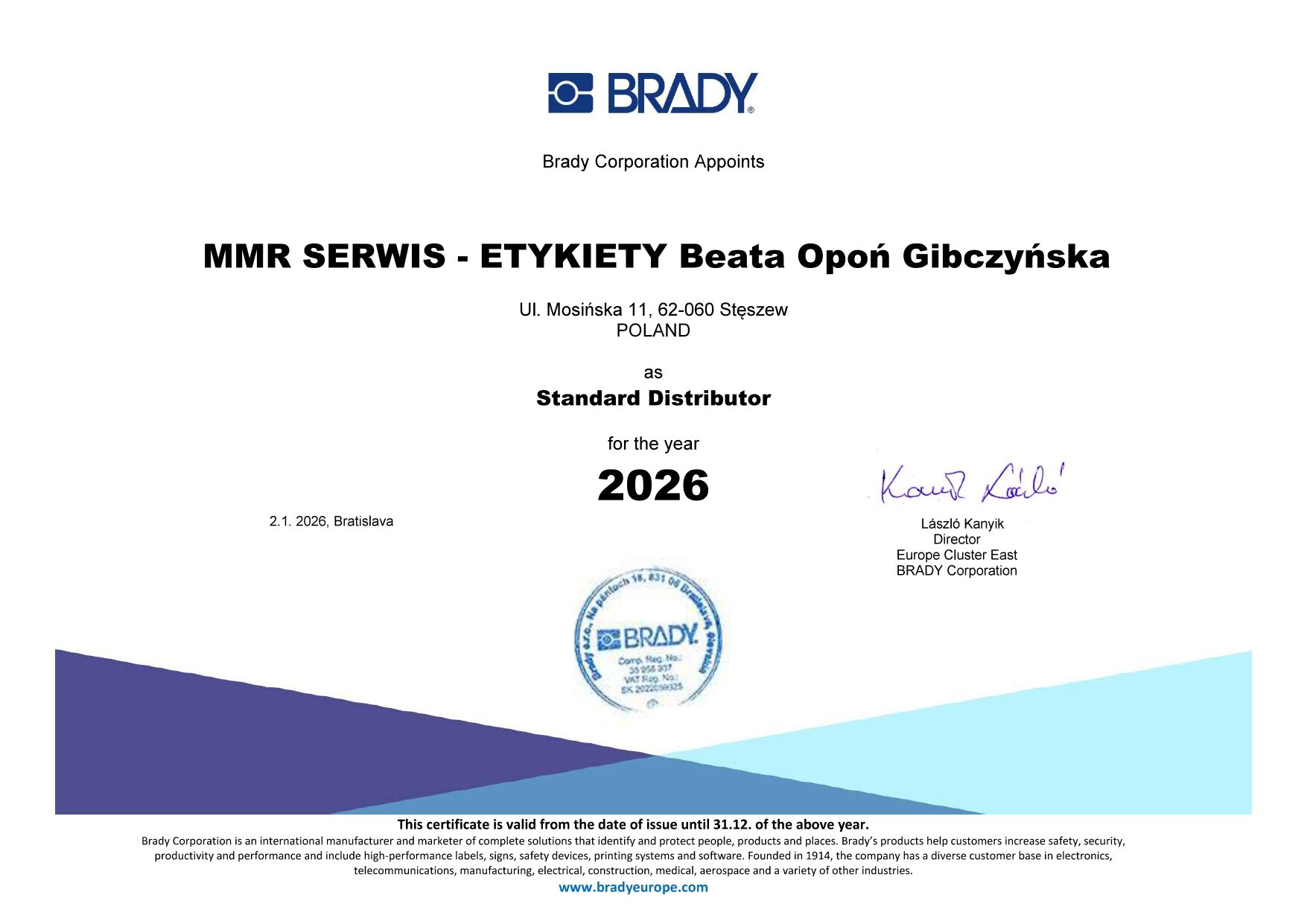 BRADY certyfikat 2026_page-0001